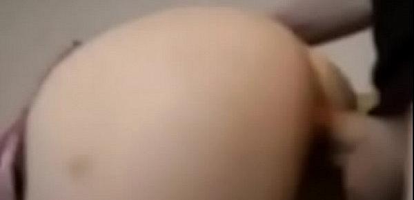  Petite brunette teen takes big cock in her ass creampie
